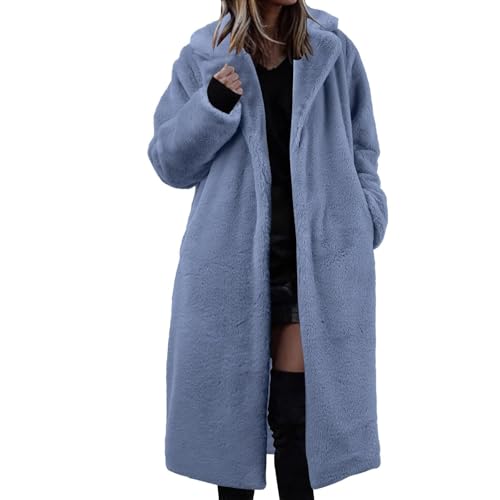 Generisch Mantel Damen Steppmantel Damen Lang Strapazierfähig Wintermantel Bequem Steppmantel Parka Mit Taschen Mäntel Individuelle Fleecemantel Blau M