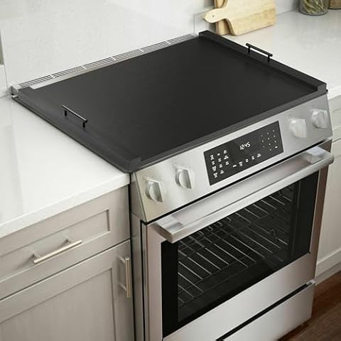 TIDITA Stove Top Covers for Electric Stove - Acacia Wood Noodle Board for Gas Stovetop - Stove Top Covers for Gas Burners - Wooden Kitchen Sink Cover for Counter Space & Decorative Tray (Black) Cover