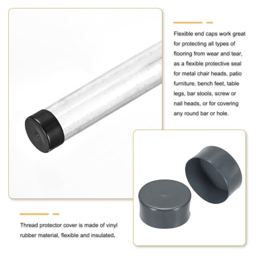 Image of uxcell 2pcs Rubber End Caps 110mm(4 5 /16 Inch) ID x 80mm(3 1 /8 Inch) H Vinyl Round Tube Bolt Cap Cover Screw Thread Protectors Dark Grey