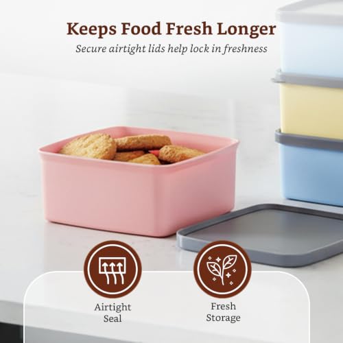 Image of Amazon Brand - Solimo Plastic Storage Container Set With Airtight Lid | BPA-Free Plastic | Microwave Safe | Dishwasher Safe | Kitchen & Outdoor Storage | 550ml | Multicolour | Set of 6