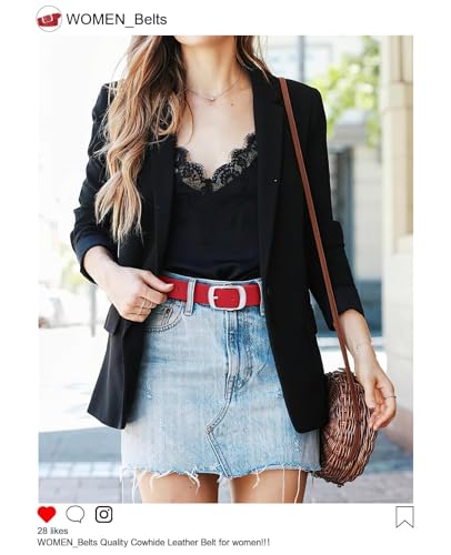 Image of WHIPPY Women Leather Belts for Jeans Pants Fashion Dress Belt for Women with Solid Pin Buckle