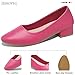 Jeekopeg Low Chunky Pumps Women's Round Toe Heels PU Leather Chunky Pumps Shoes Classic Closed Toe Pumps Low Heel Dress Shoes for Woman(Fuchsia,US9)