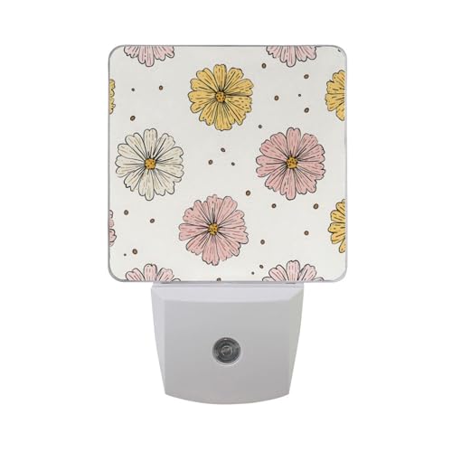Luz nocturna decorativa con flores cartoon, sensor miniatura 7