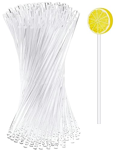 WADY 100 palitos acrílicos transparentes, de 6 pulgadas, reutilizables para tartas, redondos, acrílicos, para hacer galletas, cupcakes, postres, chocolate (15,2 cm)