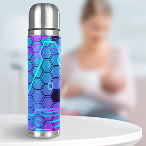 Stainless Steel Leather Vacuum Insulated Mug Abstract Thermos Water Bottle For Hot And Cold Drinks Kids Adults 16 Oz #TOP6