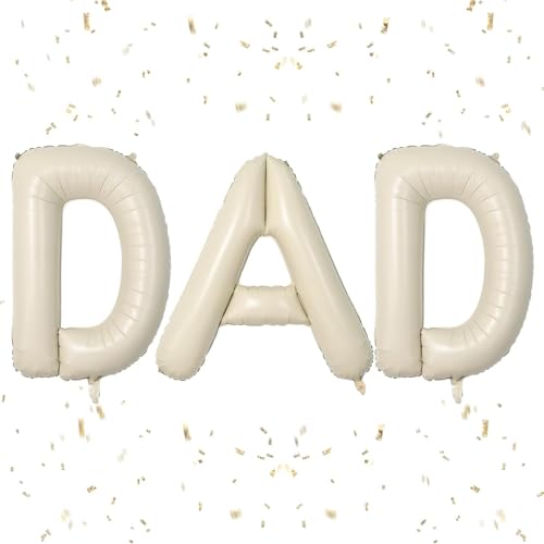 Cream DAD Letter Balloons 40 Inch Letter Dad Foil Balloon Beige Helium Big Nude Balloon for Happy Fathers Day Birthday Decorations