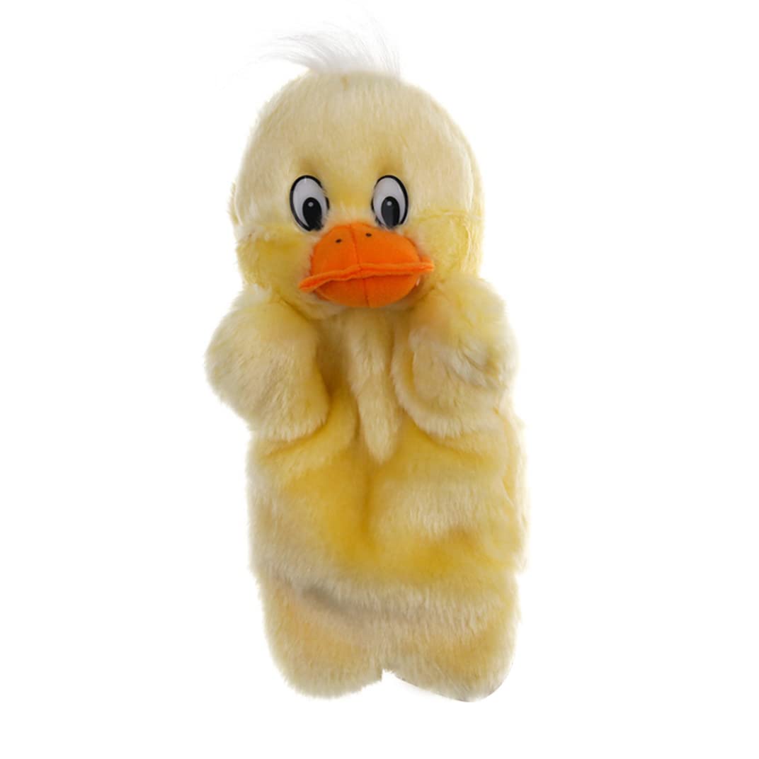 27cm Duck Hand Puppet Cartoon Animal Hand Puppets for Nursery School Performance Parent-Child Educational Toy Fluffy Duck Storytelling Puppet Gloves Yellow