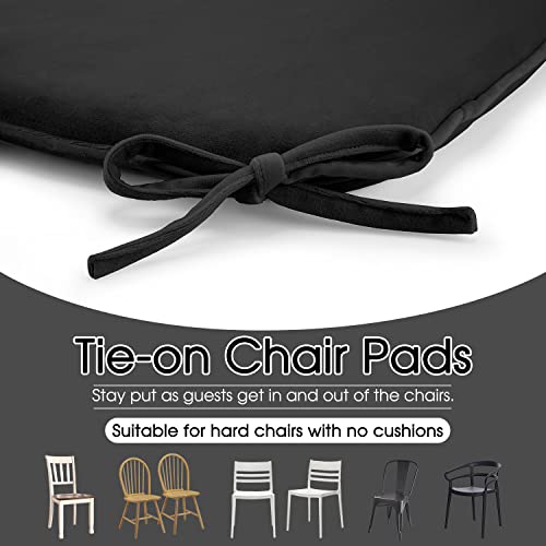 Basic Beyond Kitchen Chair Cushions Set Of 4, U Shaped Memory Foam Chair Cushion With Ties, 17 X 15 Inches Soft Plush Velvet Chair Pads For Dining Chairs(Black) #TOP3