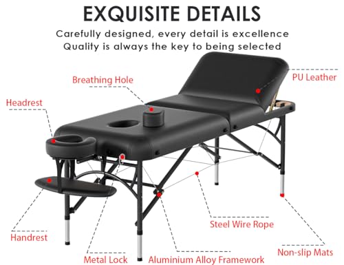 Image of CLORIS 84 inch Professional Massage Table 3 Section Portable Hold Up to 1100LBS