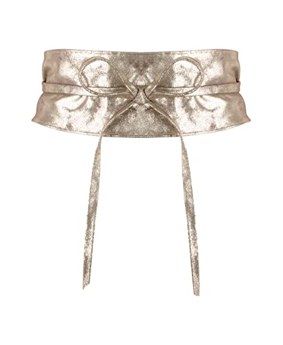 KRISP 14987-GLD-OS, Cinturón Mujer Ancho Corsé Atado Cordón, Dorado (14987), talla única