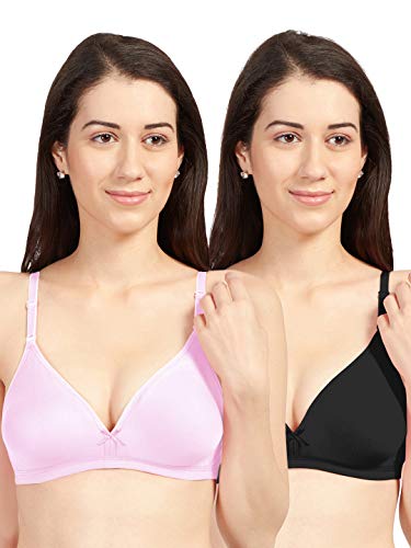 Image of SONARI Omania Womens Non-Padded Cotton Polyester Bras - Solid, Non-Wired, Medium Coverage, Hand Washable (Pack of 2)
