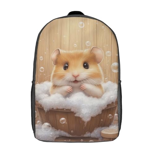 LMYmoney Bonitas mochilas con diseño de hámster para la hora del baño, mochilas escolares con impresión 3D para niños y niñas de 17 pulgadas.