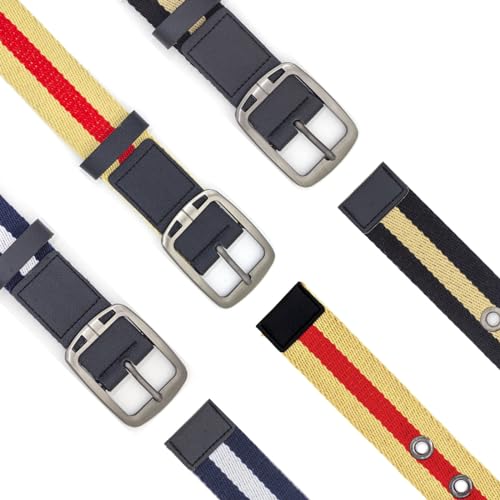 3 pack Men's Casual Breathable Canvas Belt Men and Women Jeans Belts Adjustable Webbing Waist Belt2