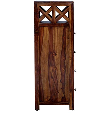 Image of Solid Sheesham Wood Cabinet for Storage | Wooden Chest of Drawer for Kitchen and Home with 4 Drawers (Solid Wood, Teak Finish, 20x17x47 Inch, 1 Piece)