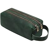 Ringsun Leather Pencil Pouch - Big Capacity Pencil Case for Adults Pencil Bag with 2 Compartment Pen Case Organizer Supplies