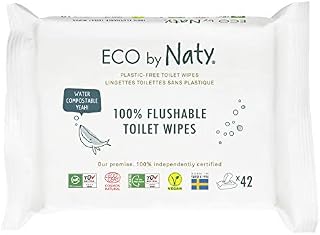 Eco by Naty Spłukiwane Chusteczki dla Niemowląt - Chusteczki kompostowalne i na bazie roślin, bez chemikaliów i hipoalergiczne, bezpieczne dla wrażliwej skóry dziecka (12 x 42 |504 sztuk)