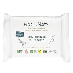 Eco by Naty Flushable Baby Wipes – Compostable and Plant-Based Wipes, Chemical-Free and Hypoallergenic Baby Wipes Safe…