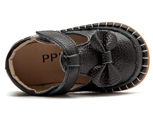 DADAWEN Toddler Girls Leather Lightweight Soft Sole Non-Slip Baby Walking Shoes Cute Bowknot Princess Dress Shoes Flower Girls Mary Jane Flats Party Wedding4