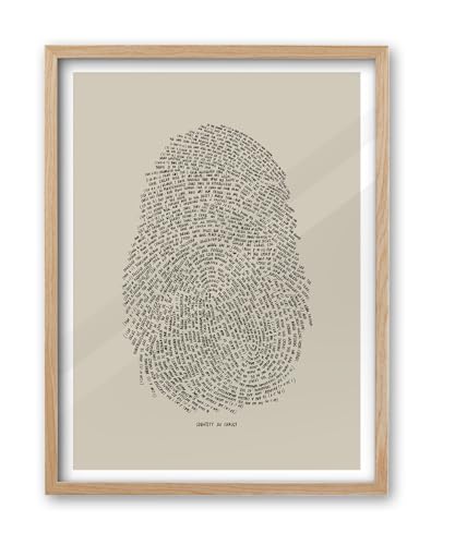 iHery Natural OAK Wood Identity in Christ Thumbprint Framed Wall Art, 12x16 in Modern Jesus Bible Verses Christian Canvas Art, Beige Sketch Boho Scripture Bedroom Decor, Set of 1 For Living Room