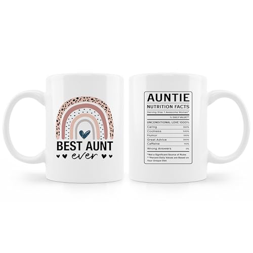 Uinwk Best Aunt Ever Mug 11oz Rainbow Gift from Niece/Nephew