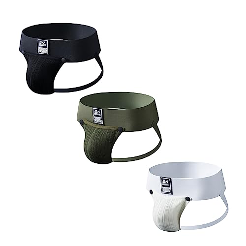 JOCKMAIL 3PCS/Pack Mens Thongs Jock Strap Removable Pouch Thongs and G Strings Breathable Thermal Underwear Briefs