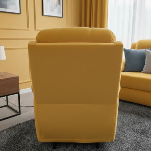 Image of Fabric Livo Recliner Sofa Chair Single Seater for Living Room, Office Manual Push Back Recliner Sofa Chair with Cushioned Armrest & Back Support (Yellow)