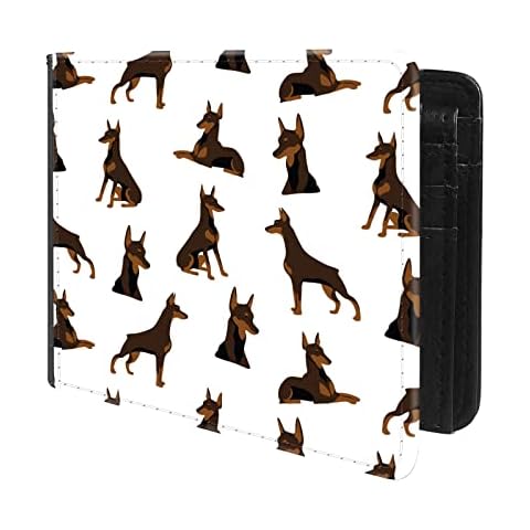 Trofung (Doberman Pinscher Dog-5 Front Pocket Slim Bifold Leather Wallet RFID Blocking with ID Window for Men Cover