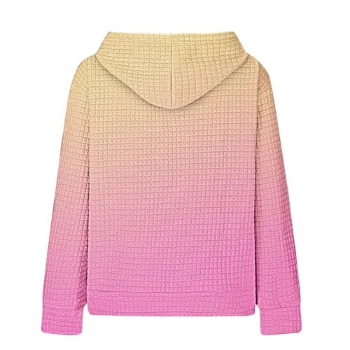 Cute Hoodies for Teen Girls Fashion Preppy Waffle Hooded Sweatshirts Oversized Long Sleeve Sweater Tween Girl Clothes4