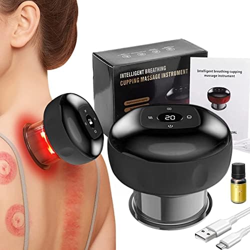 NewYeeca Electric Cupping Therapy Set 3 in 1 Massager, Smart Gua Sha Massage Tool with 12 Level Temperature and Suction, Effectively Relieve Pain (Black)
