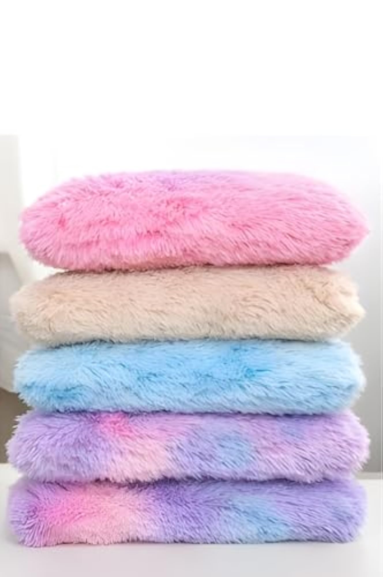 Multicolor Soft Faux Fur Cushion Cover, 12"x12"
