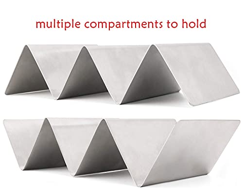 Korcci Taco Holders Set Of 4, Stainless Steel Taco Stand Shell Rack, Each Rack Holds Up To 3 Tacos. Taco Tray Plates For Taco Bar, Easy Serve Tacos. Oven And Grill Safe For Baking, Dishwasher #TOP7
