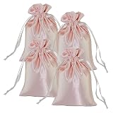 SIMPLECOOL 25pcs Small Satin Gift Bags Drawstring Pouch 4 x 6 In. Mini Favor Goodie Jewelry Bag for Birthday Party Wedding Baby Shower Valentines Day Mothers Day Christmas - Pink