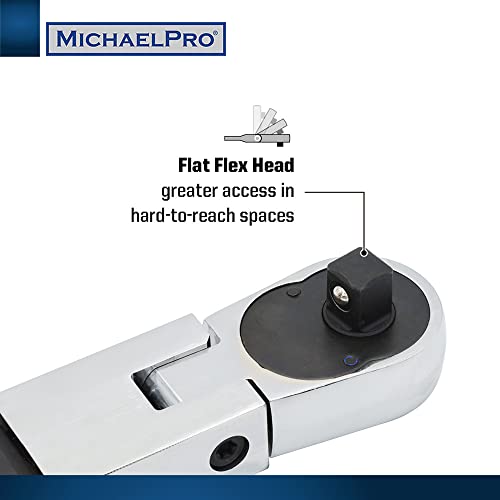 MichaelPro 1/2-Inch Drive Split Beam Torque Wrench with Flex Head, 40 - 250 ft-lb Torque Range, Silver - Image 4