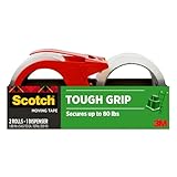 Scotch Tough Grip Moving Packaging Tape, 1.88 in. x 54.6 yd., 1 Dispenser and 1 Refill Roll/Pack