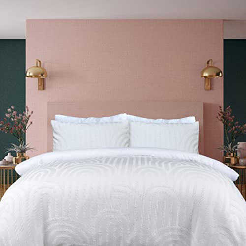 Housse de couette texturée géométrique Sleepdown parure blanche de qualité