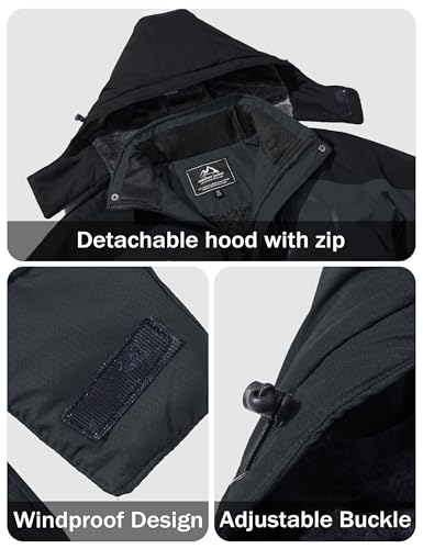 Image of MAGCOMSEN Men's Winter Coats Waterproof Ski Snow Jacket Warm Fleece Jacket Parka Raincoats With Multi-Pockets| Standard Length