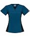 Cherokee Women's Flexibles (Contrast Black) V-Neck Knit Panel Top, Caribbean, 2X-Large
