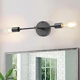 2-Light Vanity Lights for Bathroom, Matte Black Industrial Vanity Light Fixtures, Metal Wall Sconces