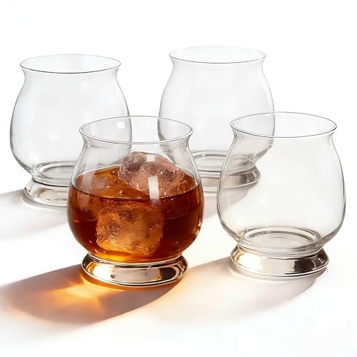 Antfly 4 Pièces Verres à Whisky, 375ml Verre a Whiskey en Cristal, idéaux pour whisky/brandy/cognac/bourbon, Cadeaux Uniques pour Hommes et Femmes (4)