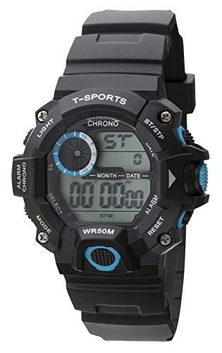 腕時計 デジタル 防水 多機能 ウレタンベルト TS-D156-BL レディース ブラック