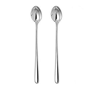 Convay Long Handle Spoon | Stainless Steel Ice Cream Spoon | Dessert Spoon | Coffee Spoon Pack of 2 Pcs (L-20 cm/8 Inch)
