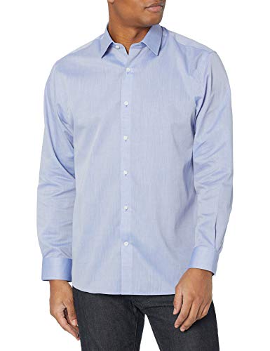Cutter & Buck Men's Epic Easy Care Mini Herringbone Shirt, Blue, Medium