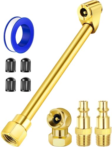 EVOULTES 2-Way Connection Air Chuck Set, Heavy Duty Dual Head Air Chuck with Closed Ball Tire Chuck & 1/4 Inches NPT Male Quick Plug, Tire Air Fill Kit for Tire Inflator Gauge and Air Compressor