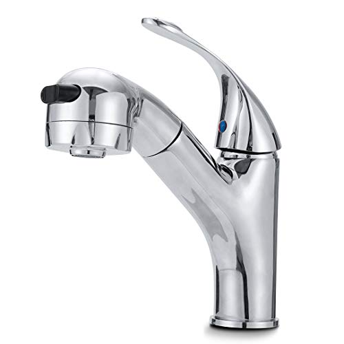 Pull Out Kitchen Sink Faucet,HAIDEIXI Modern Sink Bar Faucet Single Hole Sink Faucet with Sprayer Single Handle Laundry Tub Faucet with Pull Out Sprayer Spout Utility Sink Faucets Copper Faucet