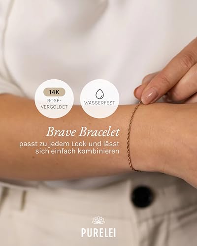 Purelei Brave Armband (Rosegold) – Filigranes Damen Armband – Aus langlebigem Edelstahl (14K rosevergoldet) – Verstellbare Länge 16-19 cm… – Ansicht 2