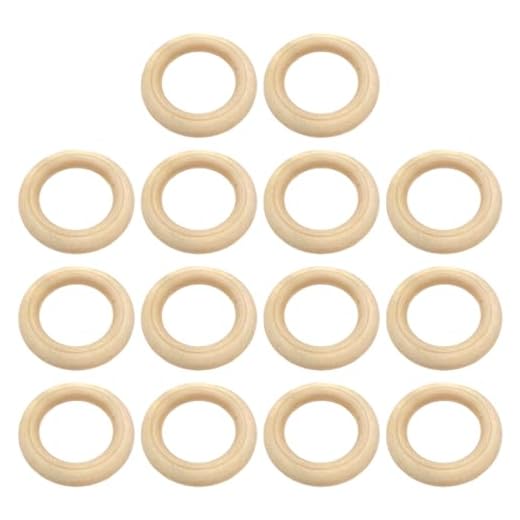 PHCOZY 14 PCS Anelli in Legno Anello in Legno Cerchi in Legno Naturale per Decorazioni Artigianato Creazione Gioielli macramè Fai da Te Connettori Pendenti Anello(45mm)