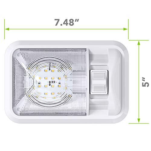 12V Led Rv Ceiling Dome Light Rv Interior Lighting For Trailer Camper With Switch, Single Dome 300Lm #TOP7