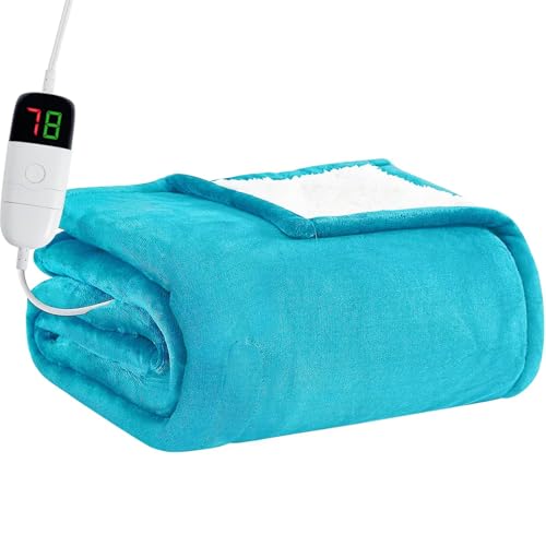 BOMOVA Heated Electric Throw Blanket - 50" x 60" Heating Blanket with 10 Heating Levels & 8 Hours Auto Off, Warm Flannel Blanket with Over-Heat Protection, for Women, ETL & FCC Certified