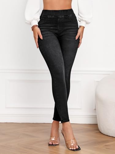 Image of Shasmi Women's Light Blue High Waist Skinny Jeans Stretch Denim Jeggings for Women | Elastic Waist Slim Fit Jeans | Casual Pocket Skinny Denim Pants (Jeans 240