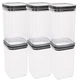 Curver Dry Cube Pack 6 uds, Bote multiusos 1,8L, Plástico BPA Free, Sistema apilable, Sellado hermético, Tapa transparente, Apto lavavajillas, Conservación alimentos secos, Organizador cocina (212)